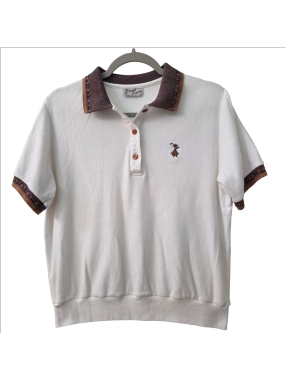 Sarah Bryson Vintage 90s White Golf Polo Embroidered Woman Large